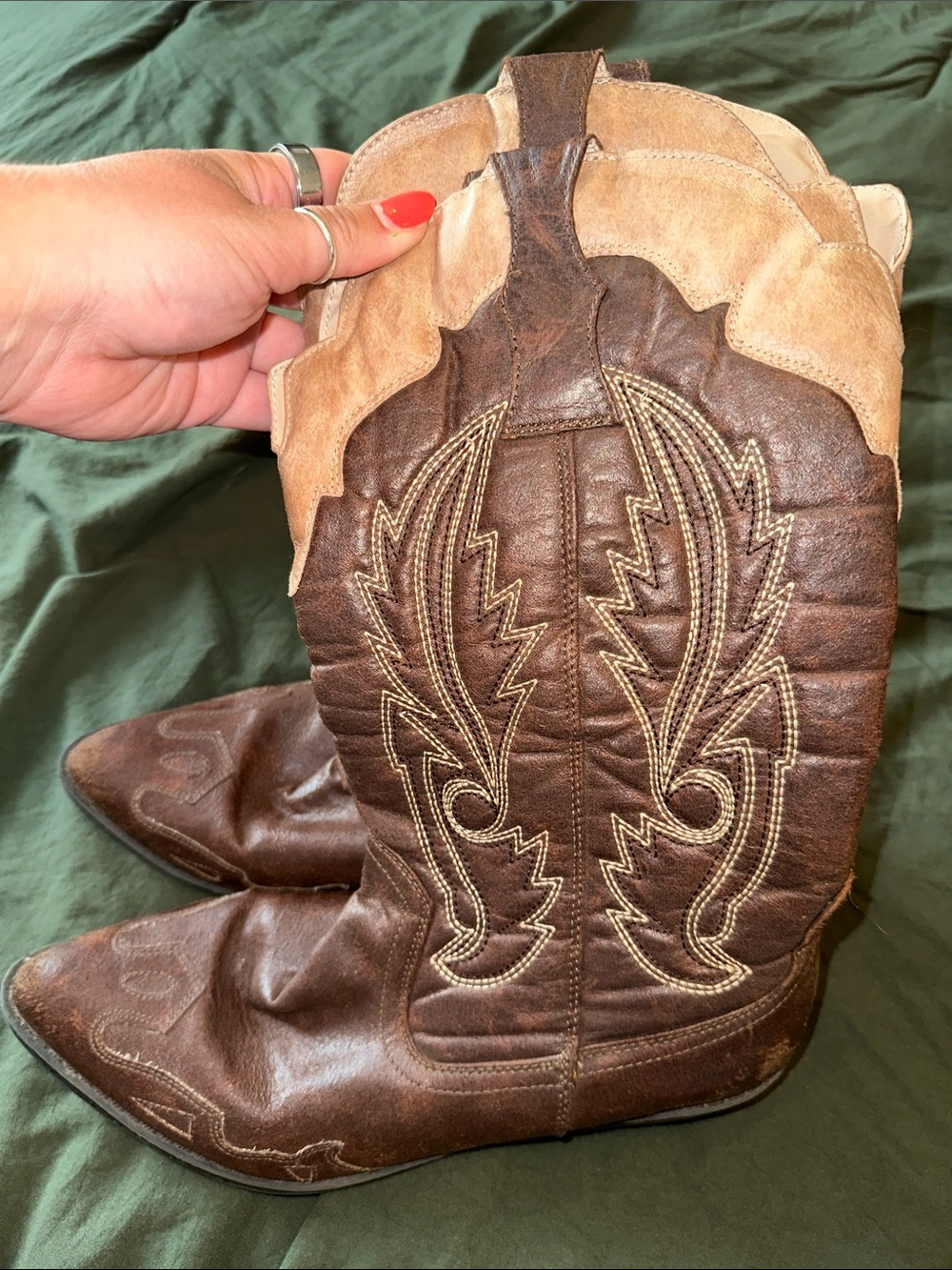 Coconuts by Matisse Brown Leather Western Boots with Tan Top - Picture 3 of 4